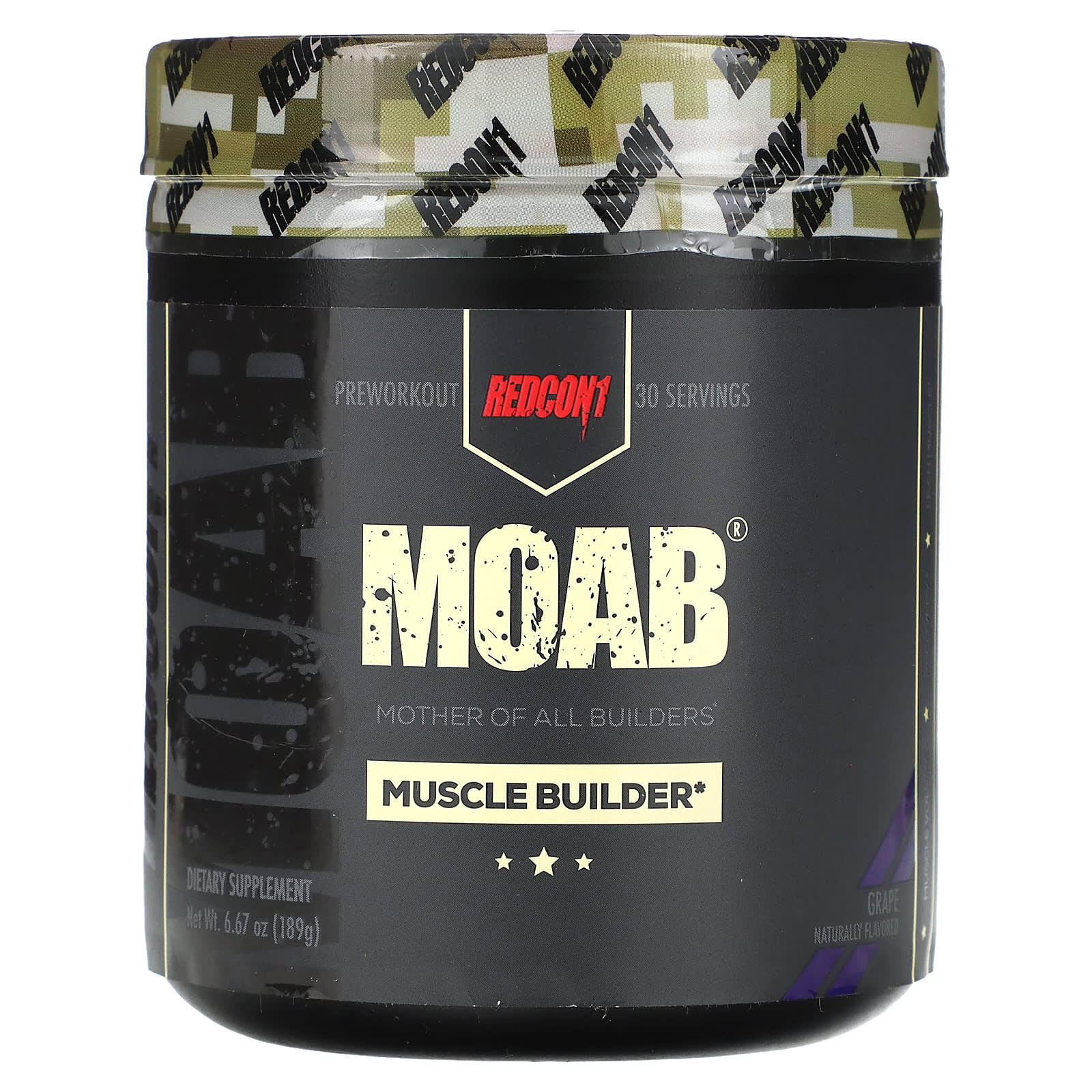 Redcon1, Moab, Muscle Builder, Preworkout, Grape, 6.67 oz (189 g) - Image 1