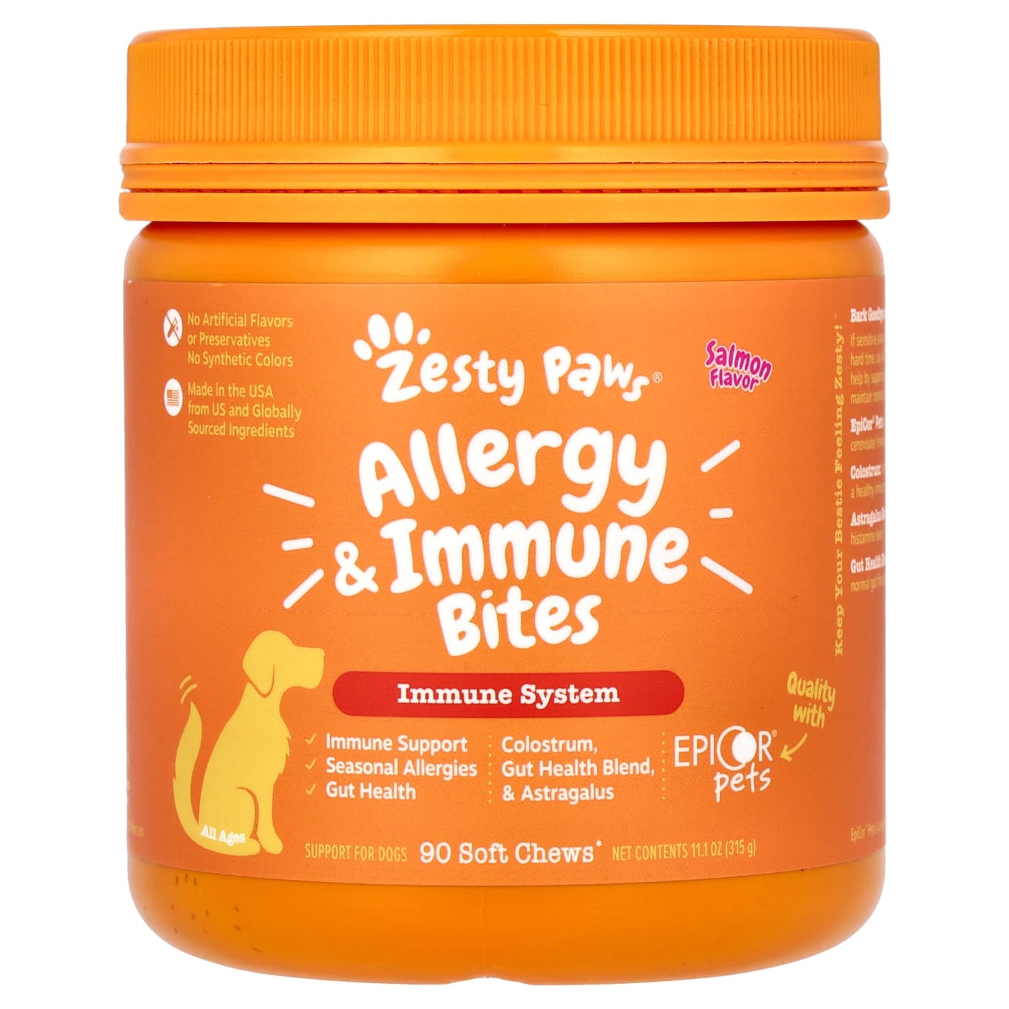 Zesty Paws, Allergy & Immune Bites, For Dogs, All Ages, Salmon, 90 Soft Chews, 11.1 oz (315 g) - Image 1