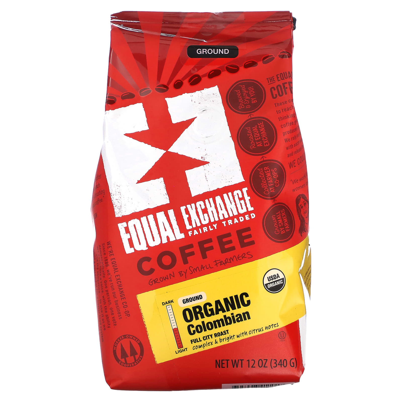 Colombian Organic Coffee by Equal Exchange - 12 oz Full City Roast - Image 1