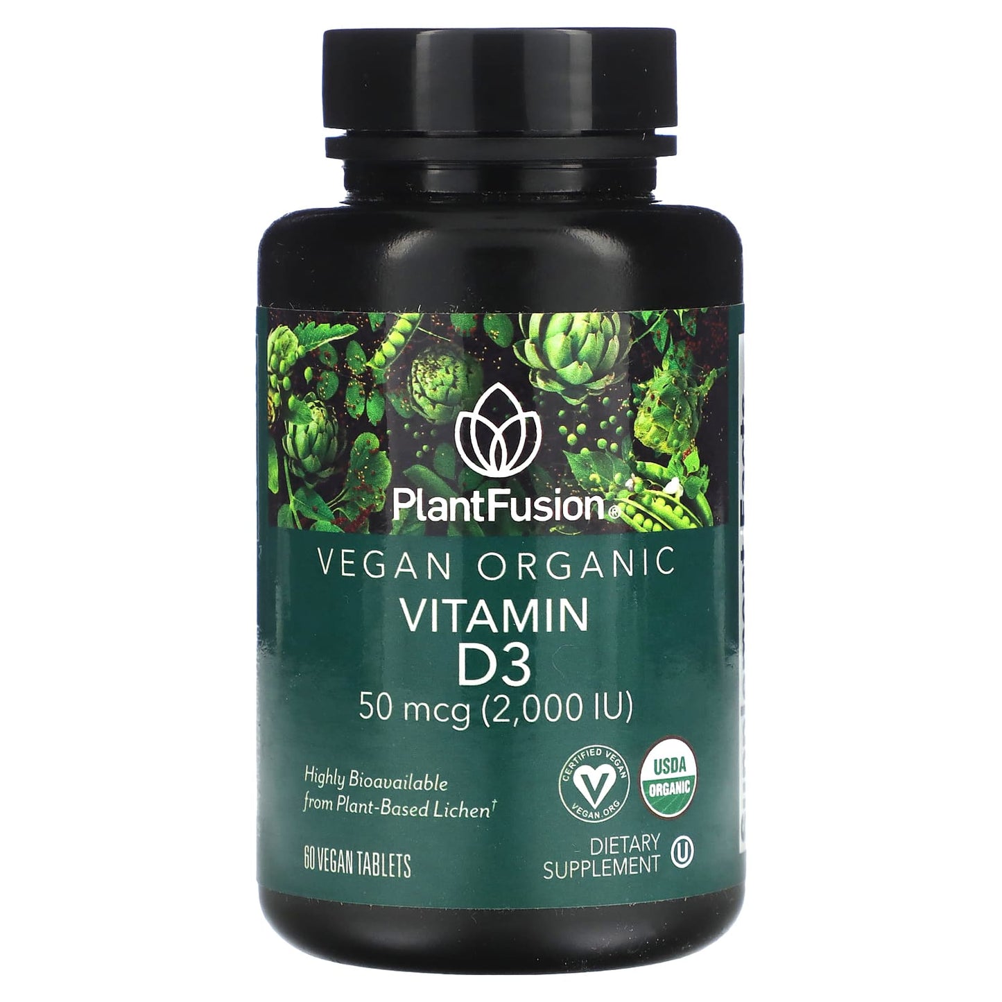 PlantFusion, Vitamin D3, 50 mcg (2,000 IU), 60 Vegan Tablets - Image 1