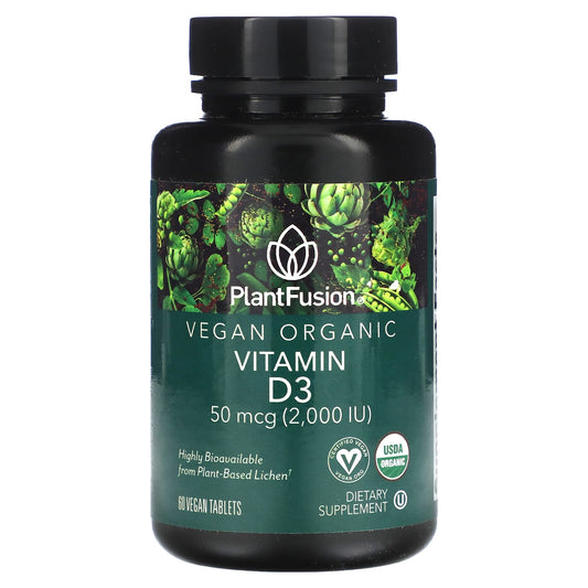 PlantFusion, Vitamin D3, 50 mcg (2,000 IU), 60 Vegan Tablets - Image 1