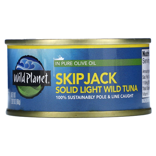 Wild Planet, SkipJack Solid Light Wild Tuna in Pure Olive Oil, 2.82 oz (80 g) - Image 1