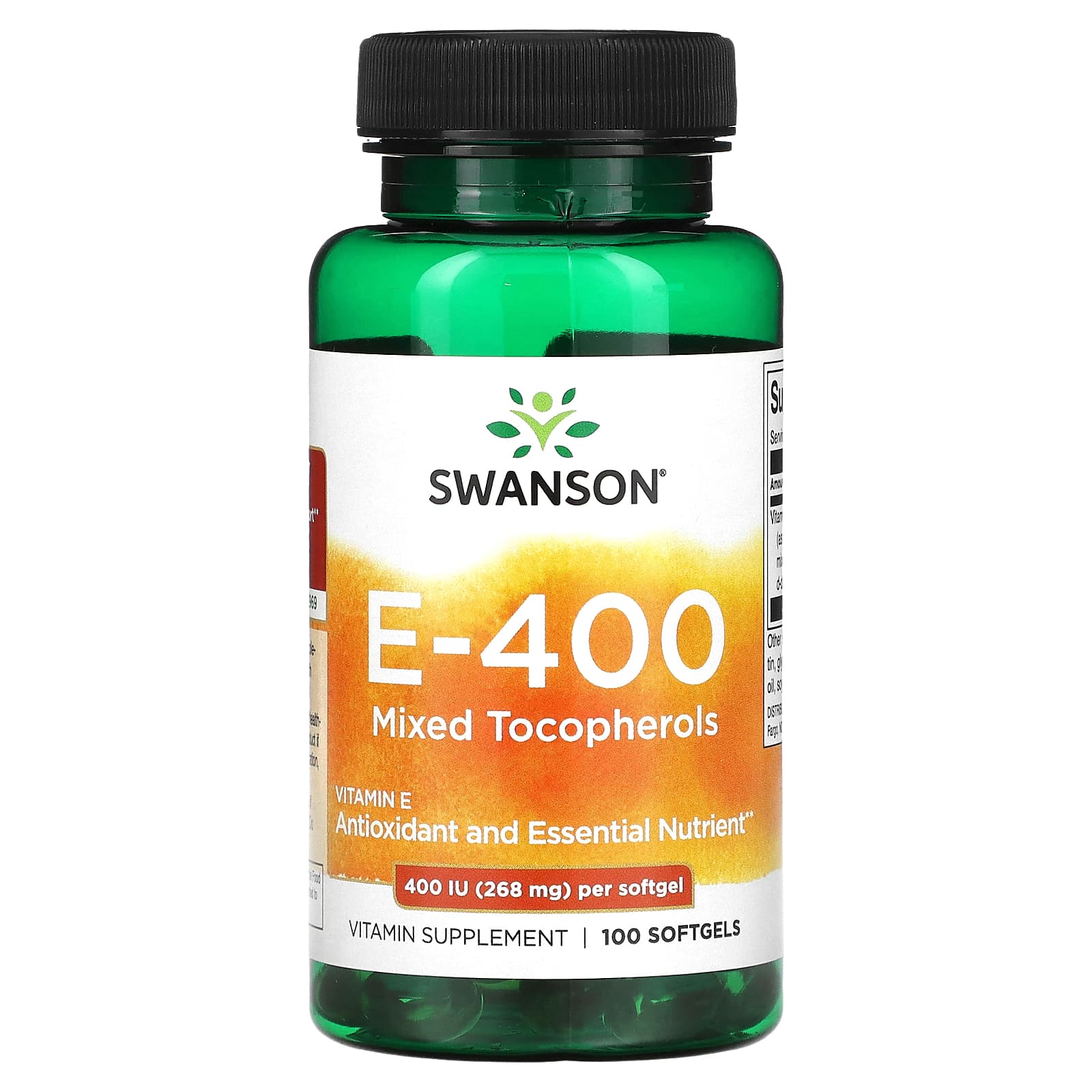 Swanson, E-400, Mixed Tocopherols, 400 IU (268 mg), 100 Softgels - Image 1
