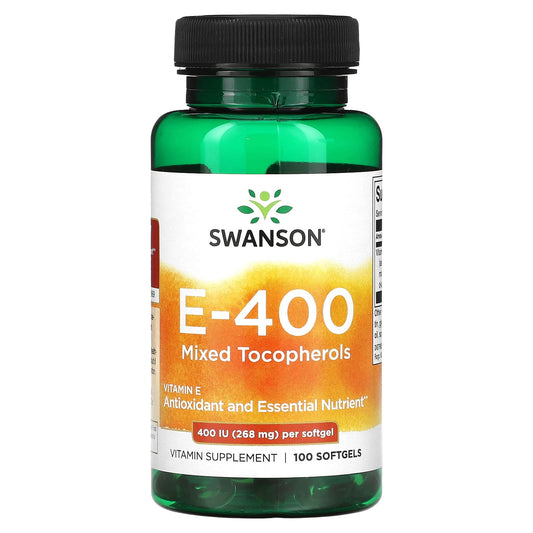 Swanson, E-400, Mixed Tocopherols, 400 IU (268 mg), 100 Softgels - Image 1