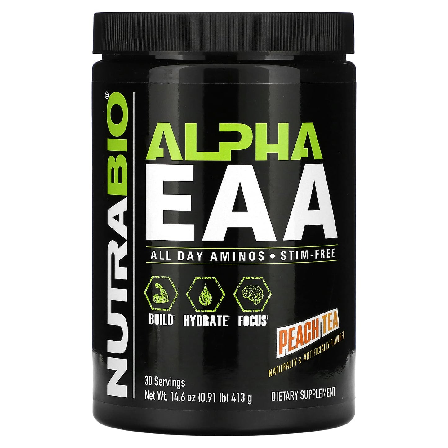 NutraBio, Alpha EAA, Peach Tea, 0.91 lb (413 g) - Image 1