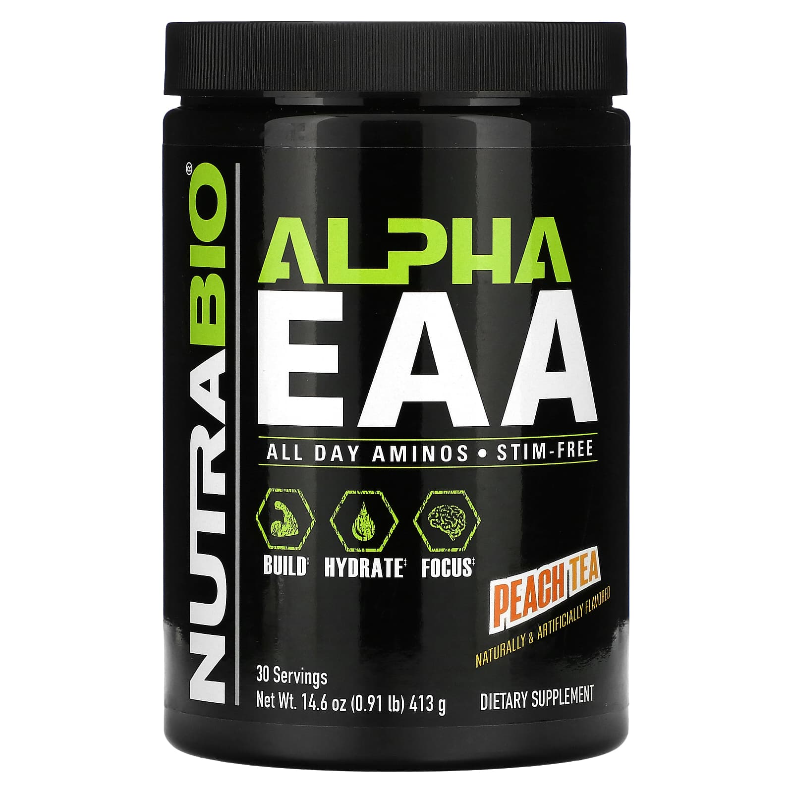 NutraBio, Alpha EAA, Peach Tea, 0.91 lb (413 g) - Image 1