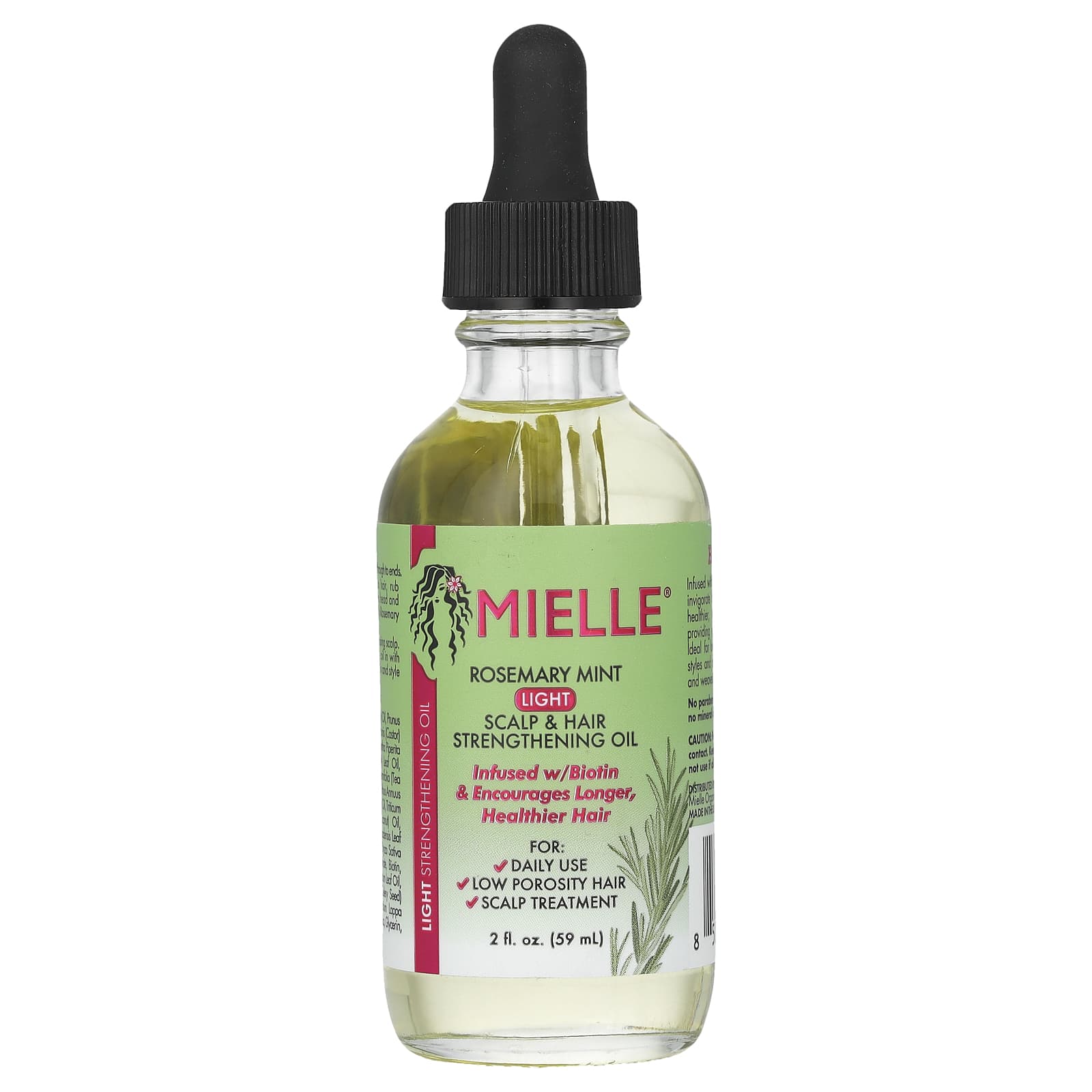 Mielle, Light Scalp & Hair Strengthening Oil, Rosemary Mint, 2 fl oz (59 ml) - Image 1