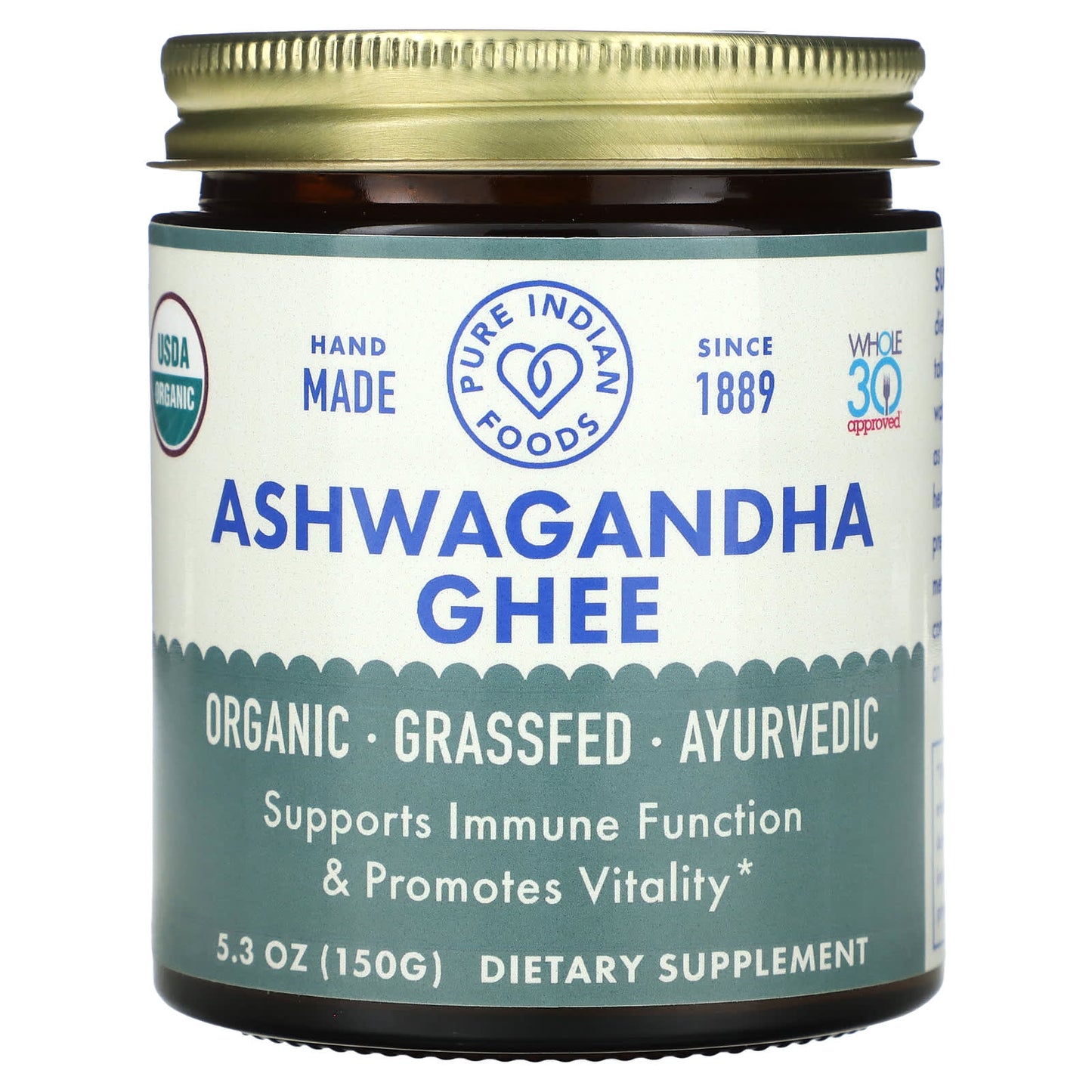 Pure Indian Foods, Ashwagandha Ghee, 5.3 oz (150 g) - Image 1