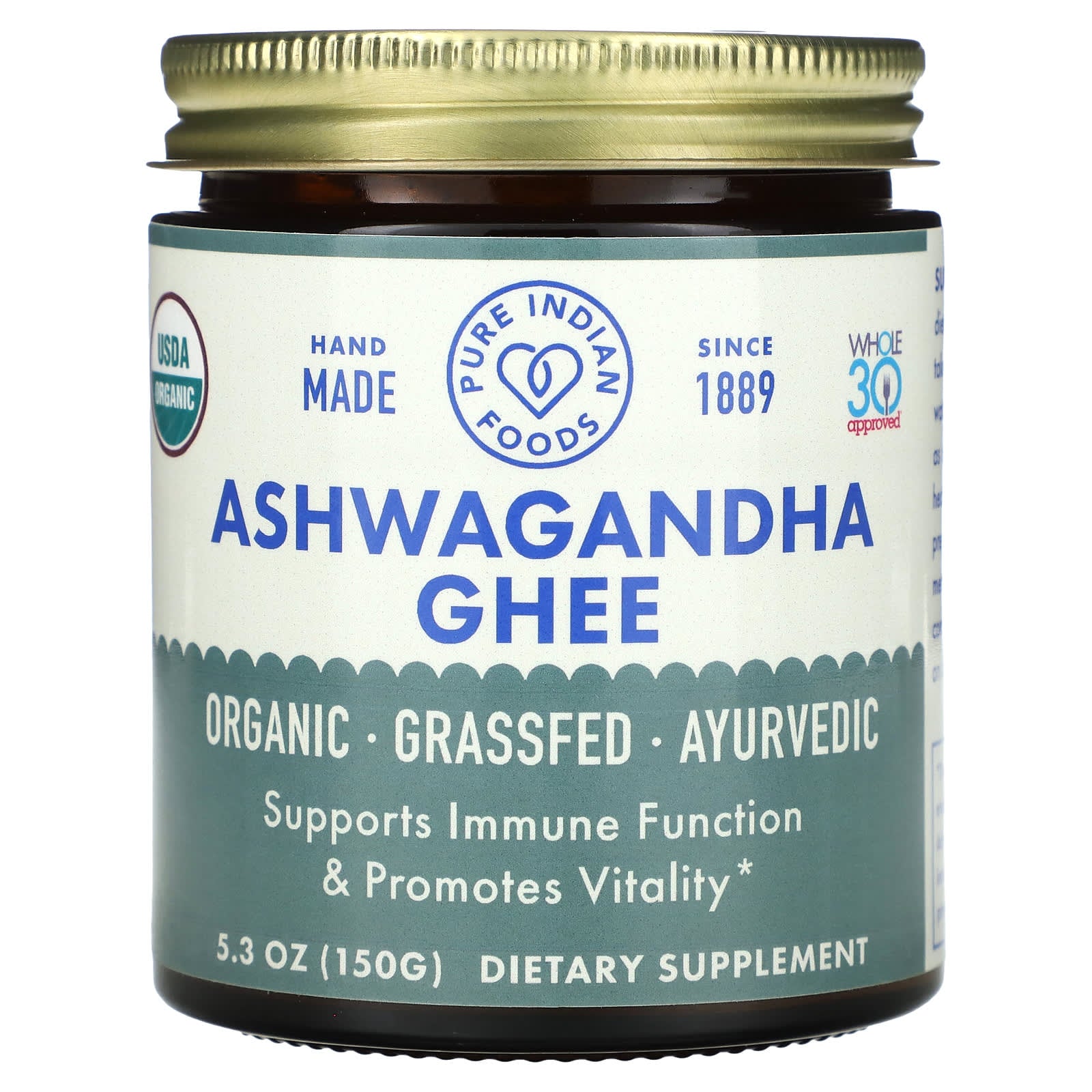 Pure Indian Foods, Ashwagandha Ghee, 5.3 oz (150 g) - Image 1