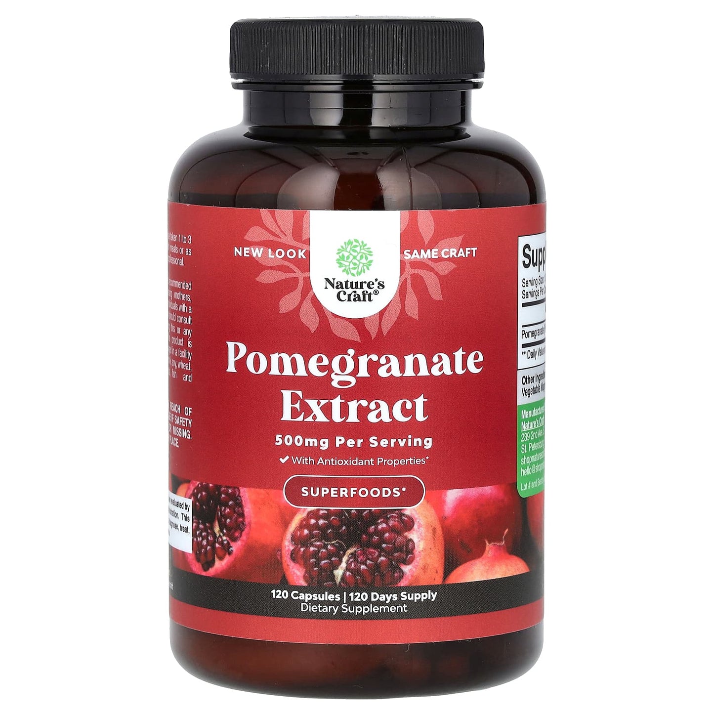 Nature's Craft, Pomegranate Extract , 500 mg , 120 Capsules - Image 1