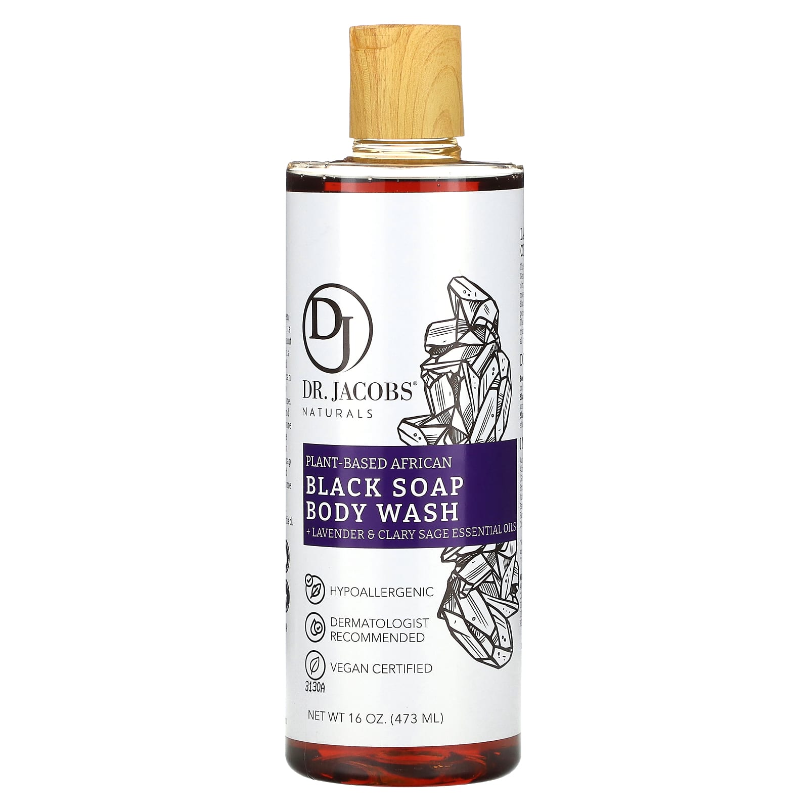 Plant-Based African Black Soap Body Wash with Lavender & Clary Sage - 16 oz - Image 1