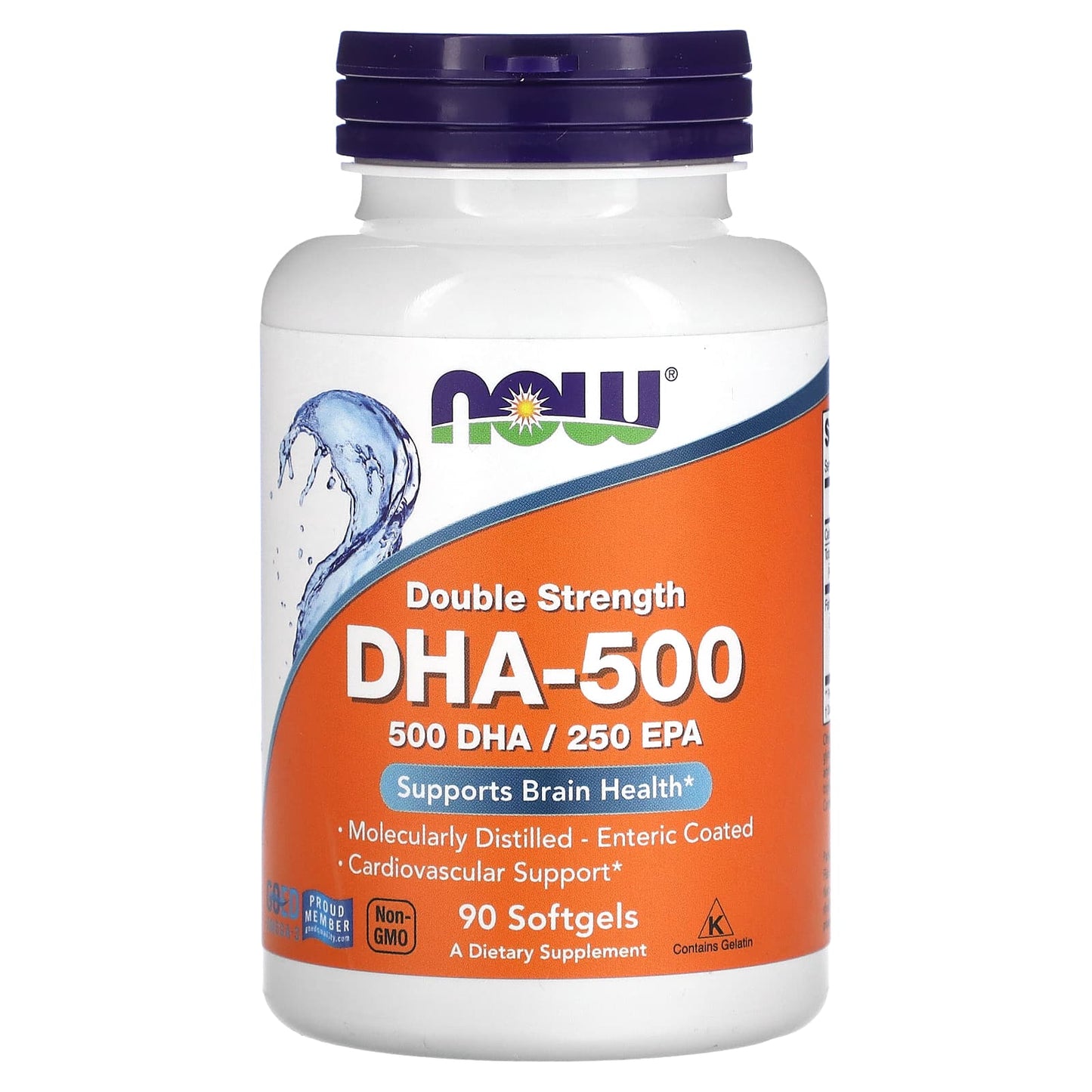 NOW Foods, DHA-500, Double Strength, 90 Softgels - Image 1