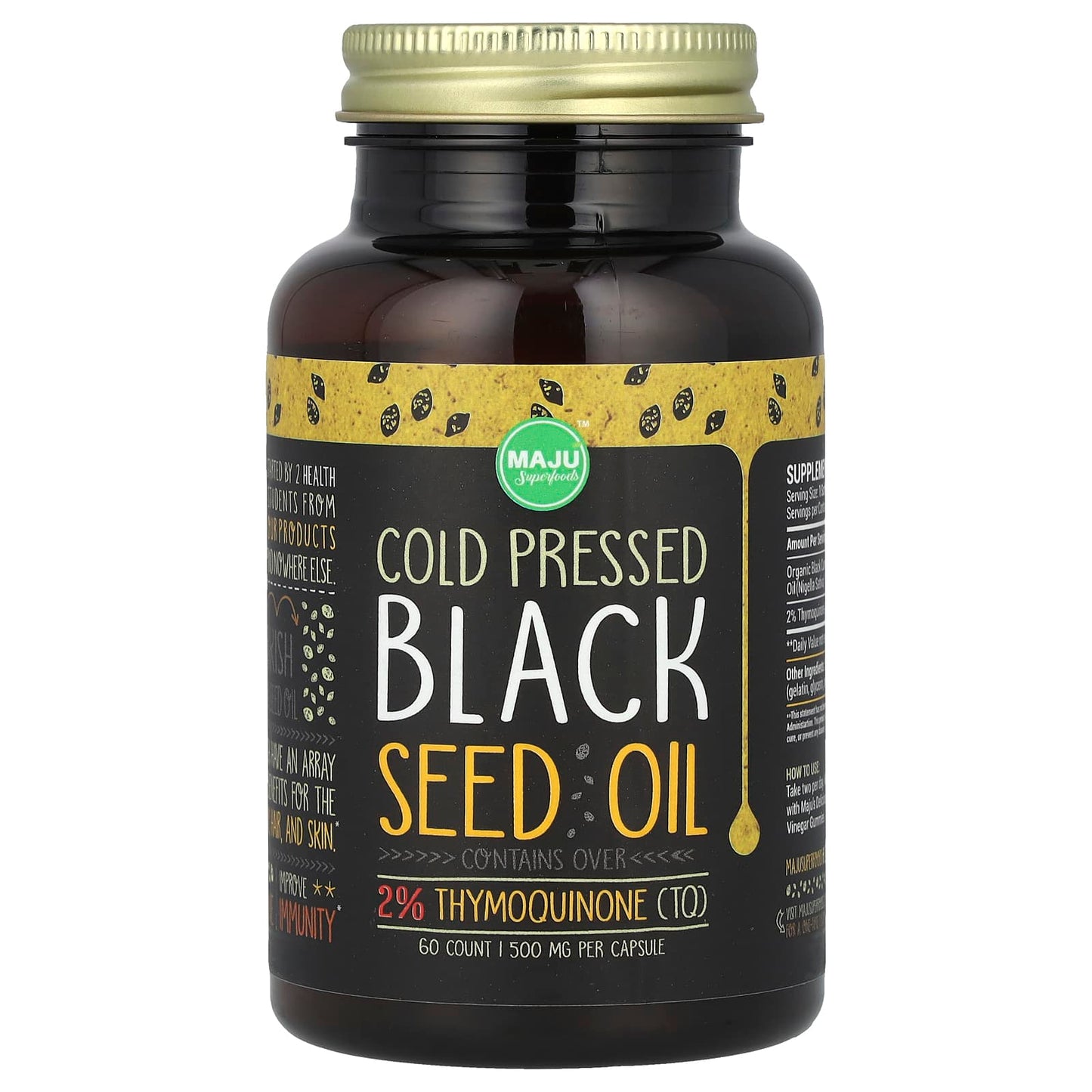 Maju Superfoods, Cold-Pressed Black Seed Oil, 500 mg, 60 Capsules - Image 1