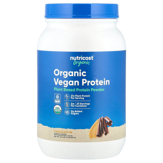 Nutricost, Organic Vegan Protein, Chocolate PB, 2 lb (907 g) - Image 1