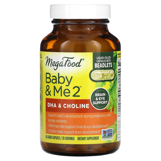 MegaFood, Baby & Me 2, DHA & Choline, 60 Liquid Capsules - Image 1