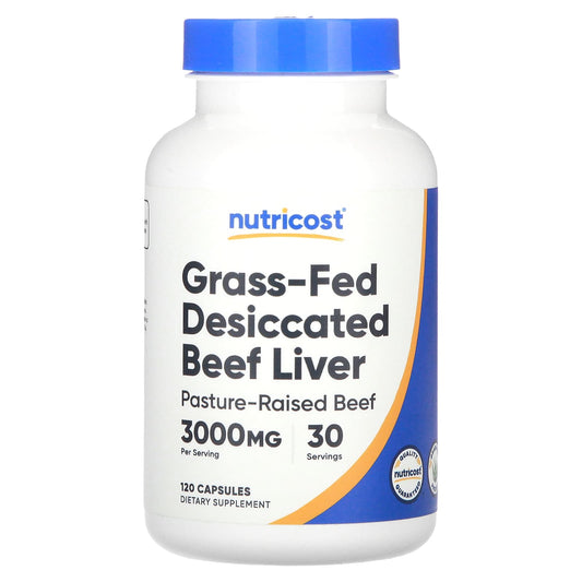 Nutricost, Grass-Fed Desiccated Beef Liver, 120 Capsules (750 mg per Capsule) - Image 1