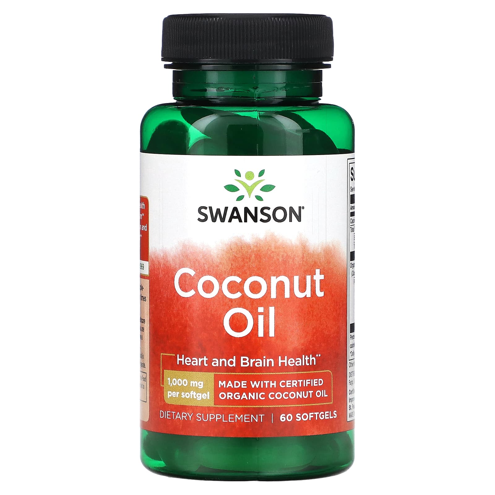Swanson, Coconut Oil, 1,000 mg, 60 Softgels - Image 1