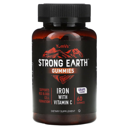 YumVs, Strong Earth Gummies, Iron with Vitamin C, Grape, 60 Gummies - Image 1