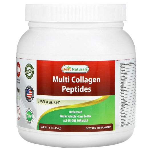 Best Naturals Multi Collagen Peptides, 1 lb (454 g) - Supports Healthy Skin, Joints & Hair - Image 1