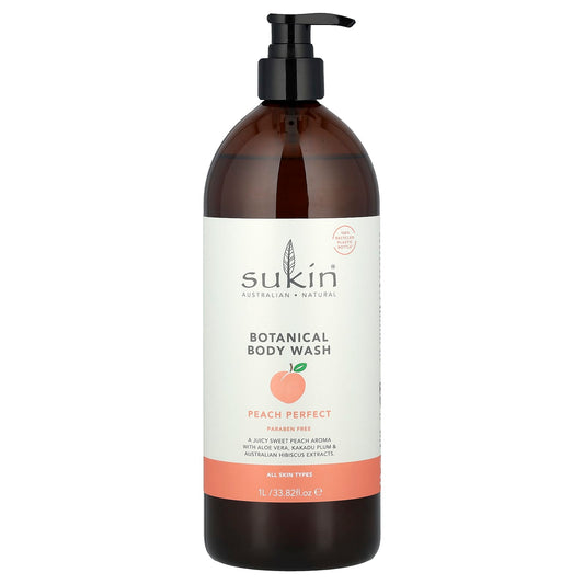 Sukin, Botanical Body Wash, All Skin Types, Peach Perfect, 33.82 fl oz (1 l) - Image 1