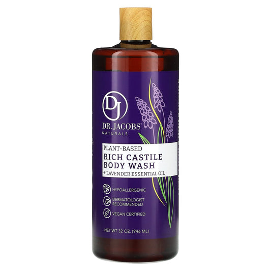 Lavender Castile Body Wash - Hypoallergenic, Vegan, Non-GMO, 32 oz - Image 1
