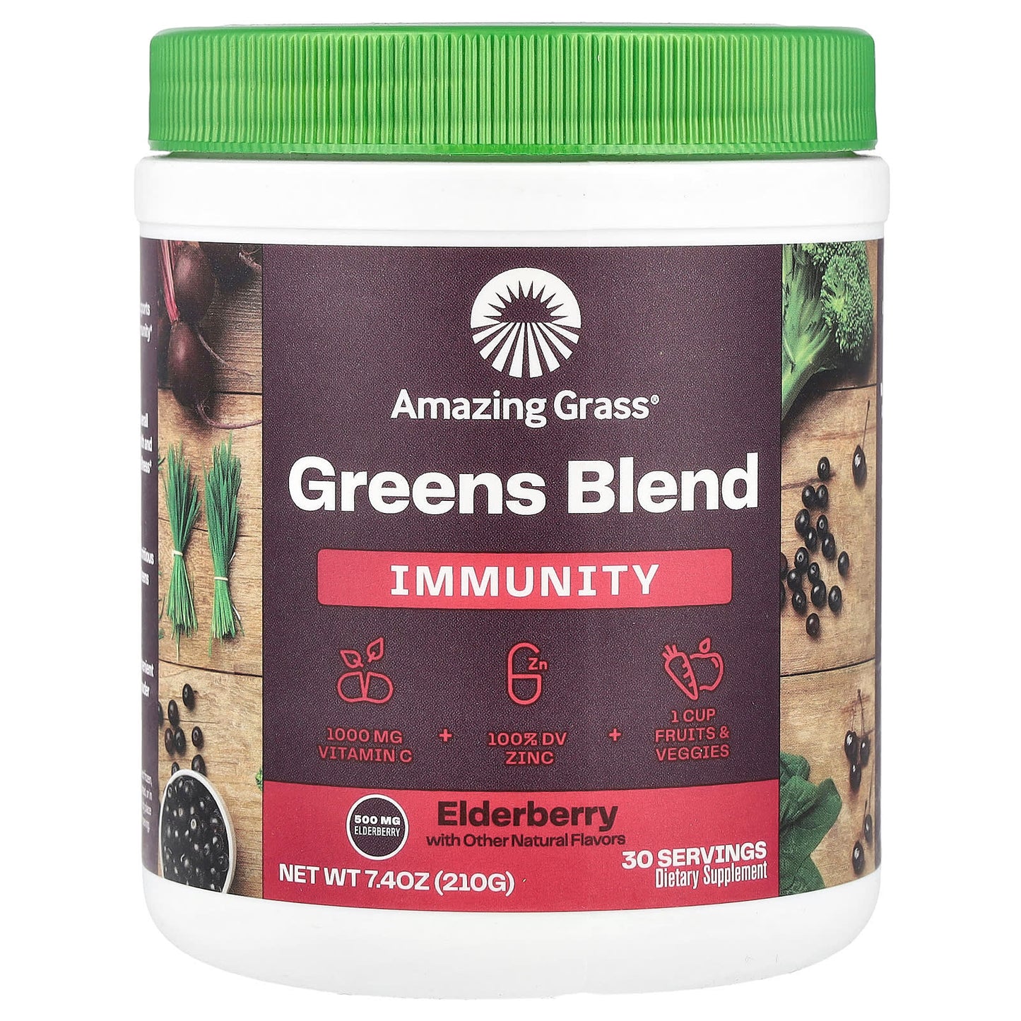 Elderberry Immunity Boost with 7 Nutritious Greens by Amazing Grass - Image 1