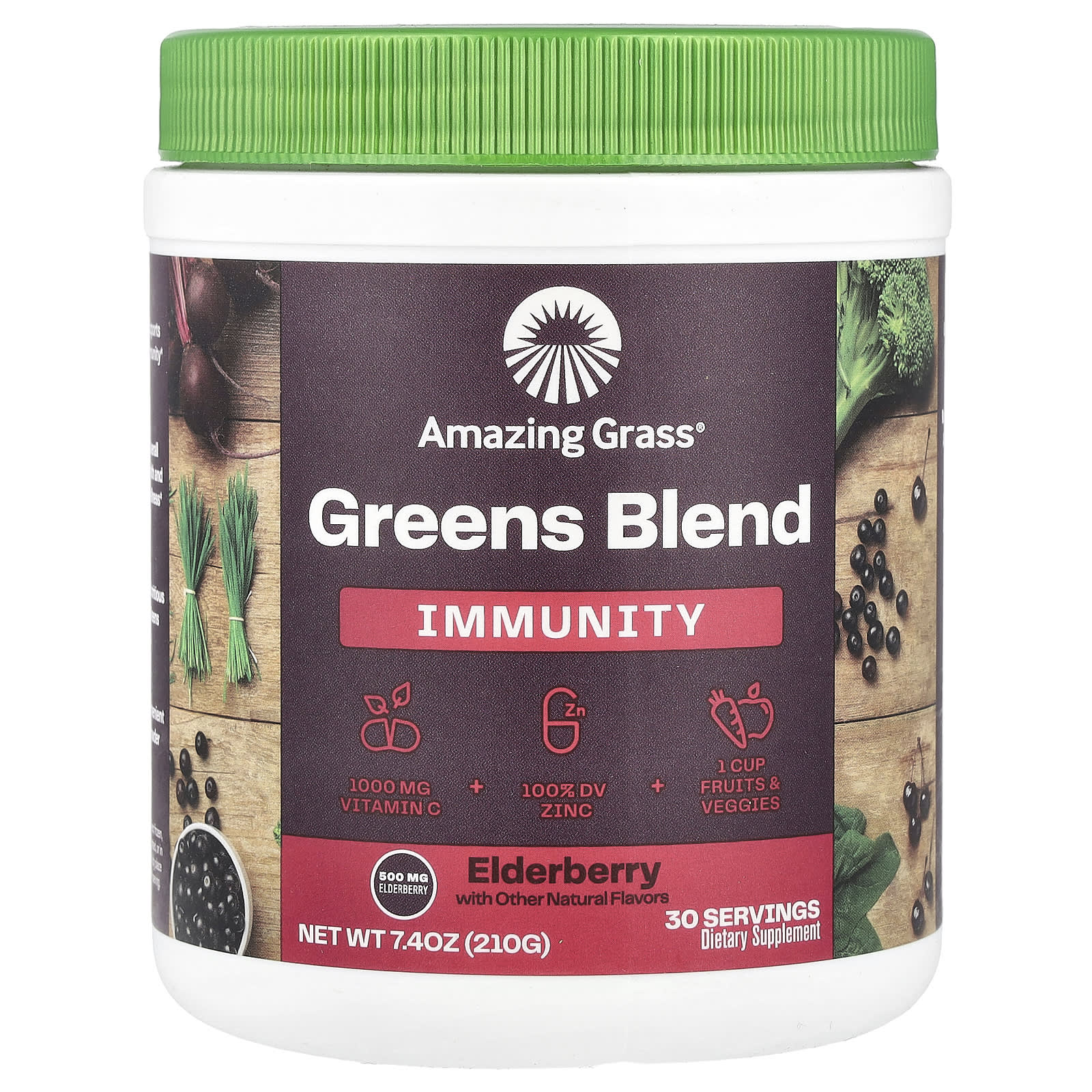 Elderberry Immunity Boost with 7 Nutritious Greens by Amazing Grass - Image 1
