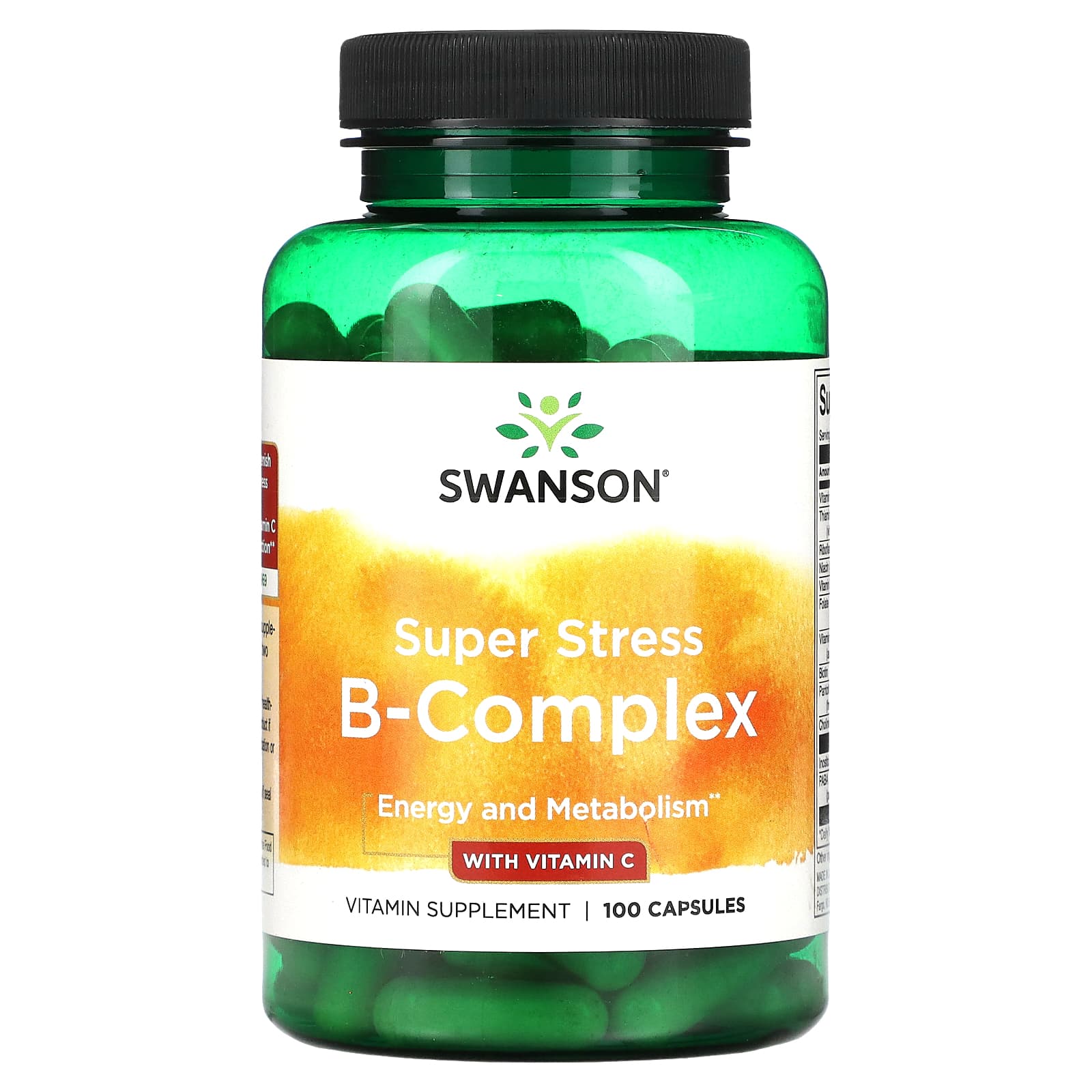 Swanson, Super Stress, B-Complex, With Vitamin C, 100 Capsules - Image 1