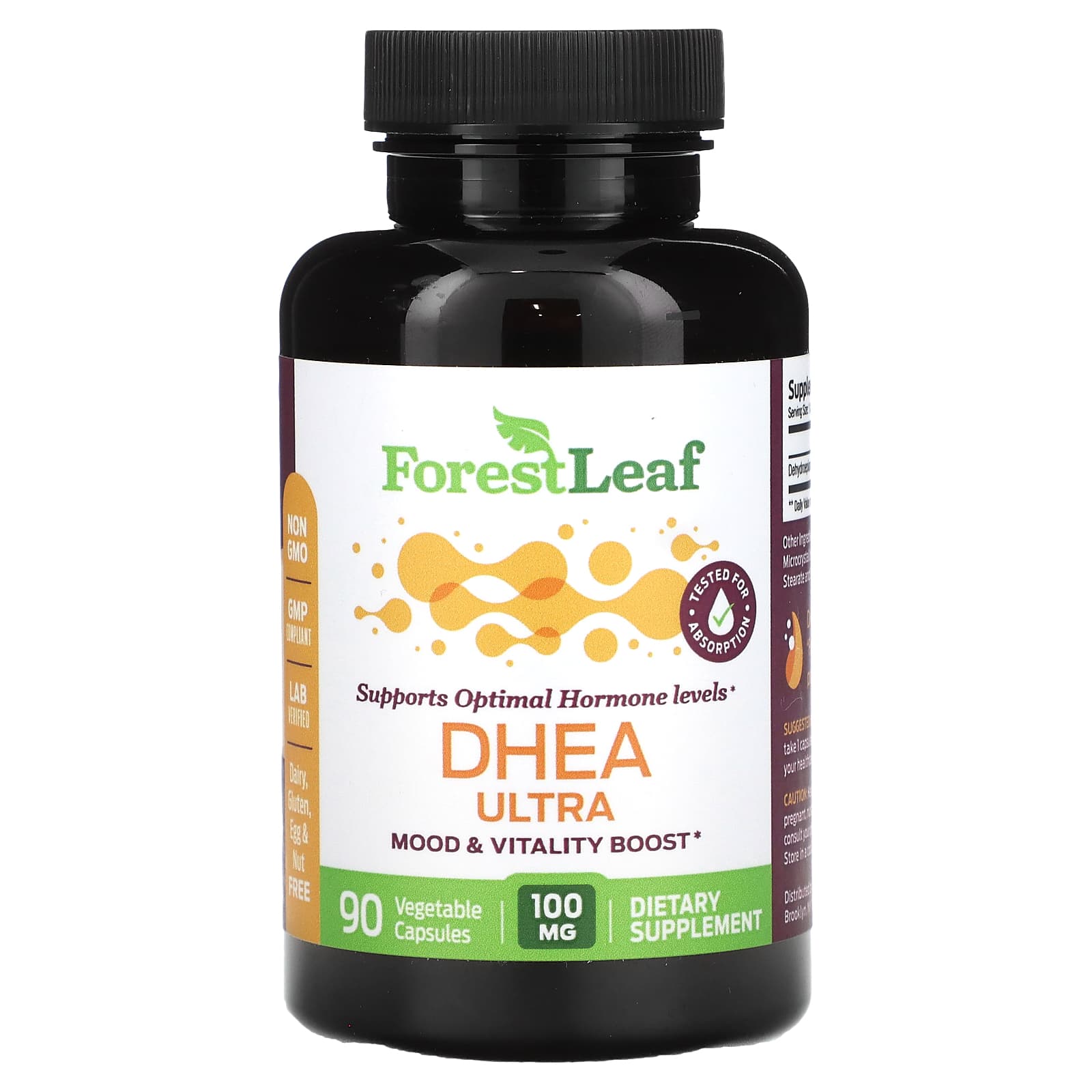 Forest Leaf DHEA 100mg, 90 Veg Capsules for Hormone Balance & Vitality - Image 1