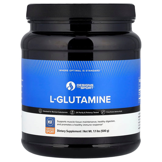 Designs For Health L-Glutamine Powder, 1.1 lbs (500 g) - NSF Certified - Image 1