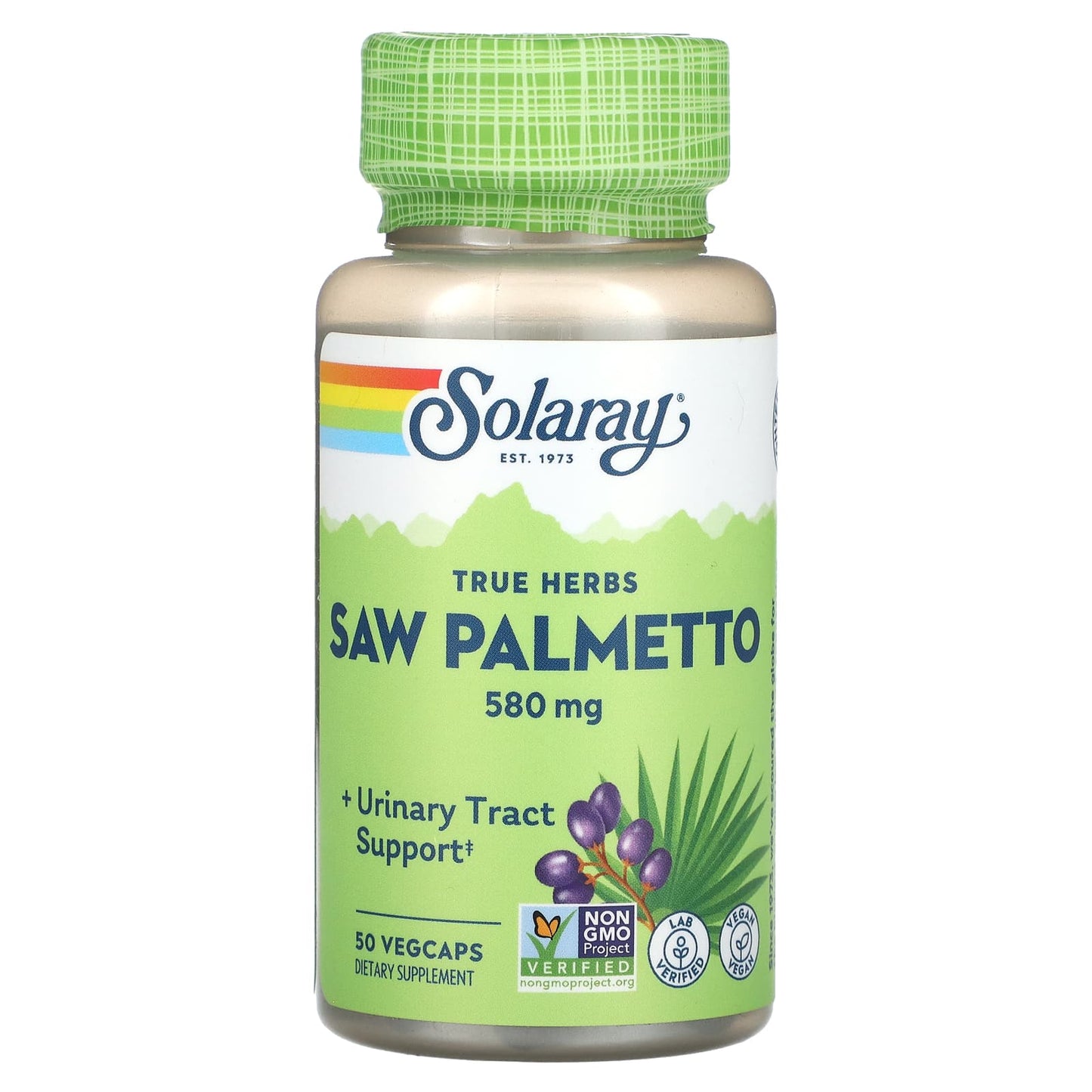 Solaray, True Herbs Saw Palmetto, 580 mg, 50 VegCaps - Image 1