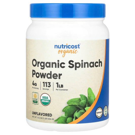 Nutricost, Organic Spinach Powder, Unflavored, 16.2 oz (454 g) - Image 1