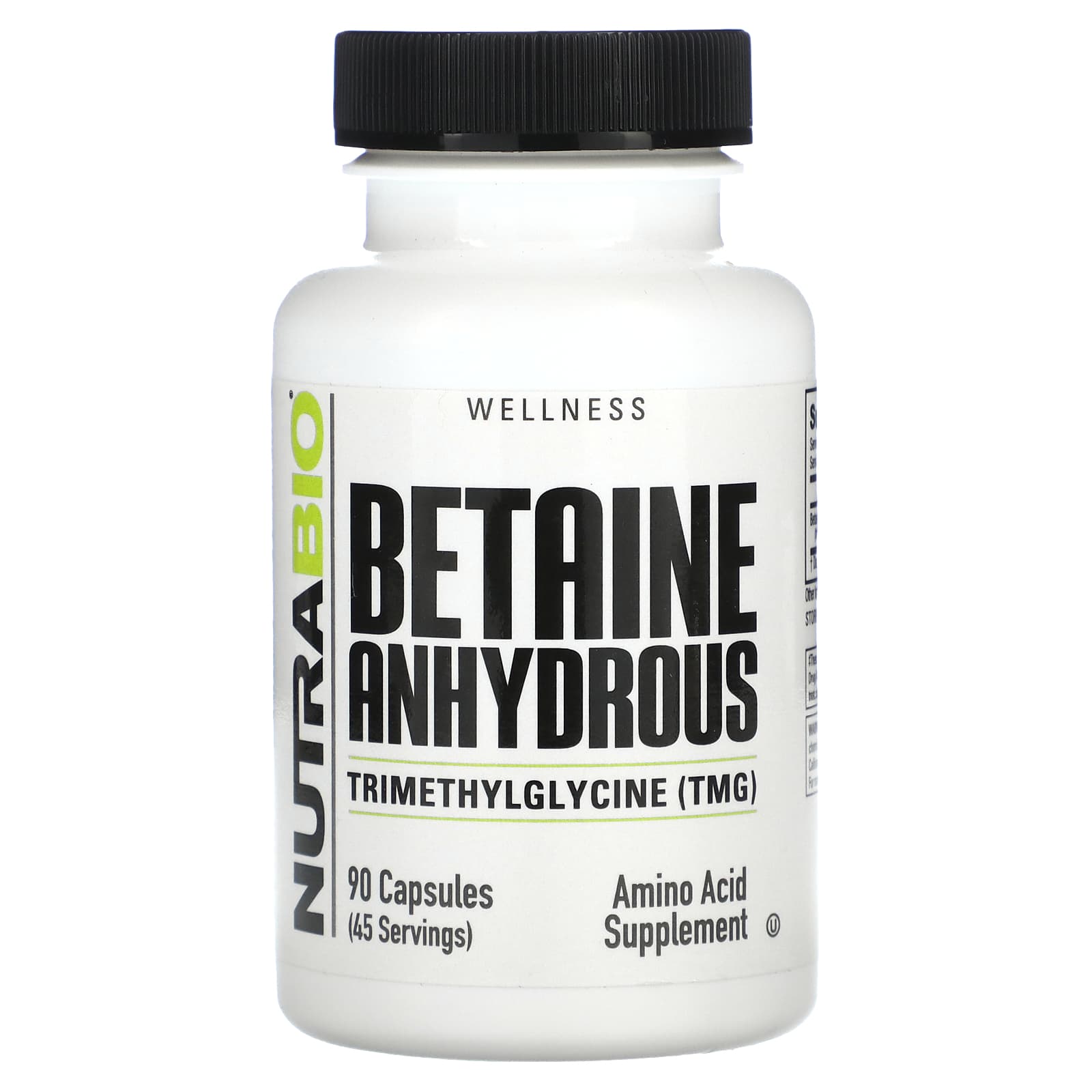 NutraBio, Betaine Anhydrous, 90 Capsules (500 mg per Capsule) - Image 1