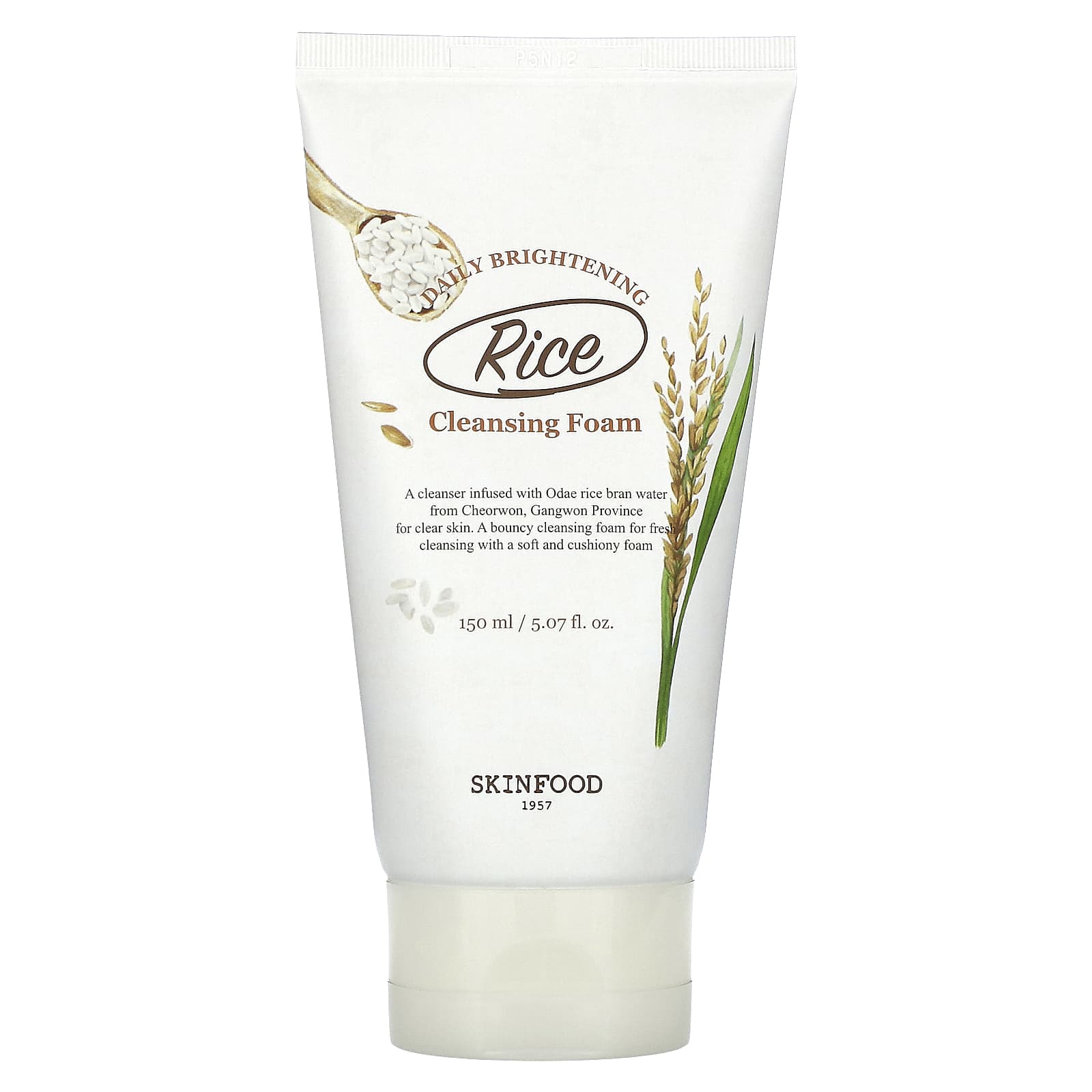 SKINFOOD, Rice Daily Brightening Cleansing Foam, 5.07 fl oz (150 ml) - Image 1