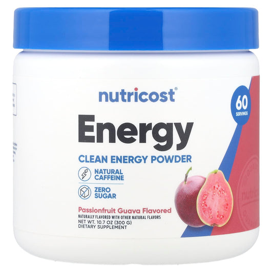Nutricost, Energy, Clean Energy Powder, Passionfruit Guava, 10.7 oz (300 g) - Image 1