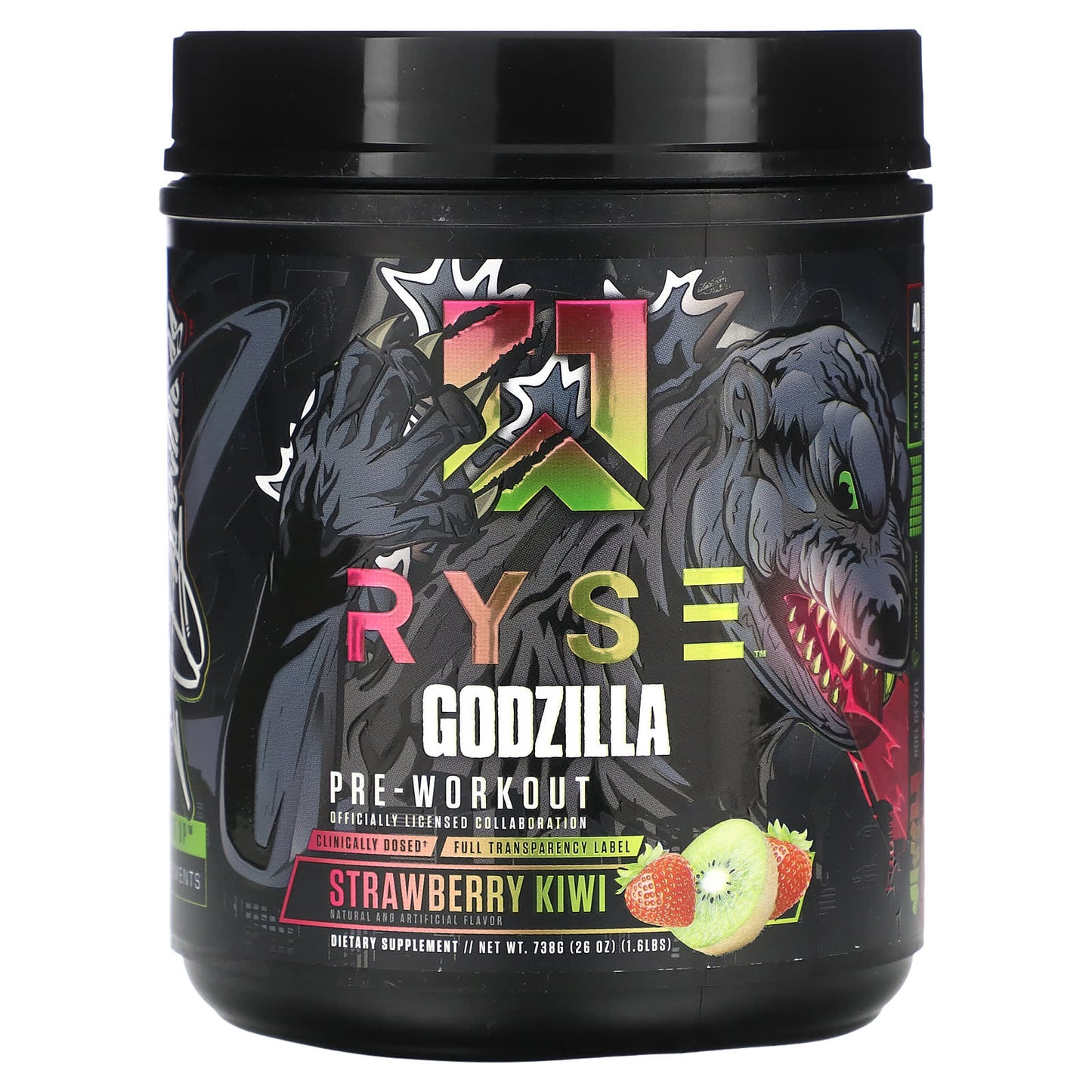 RYSE, Godzilla, Pre-Workout, Strawberry Kiwi, 1.6 lbs (738 g) - Image 1