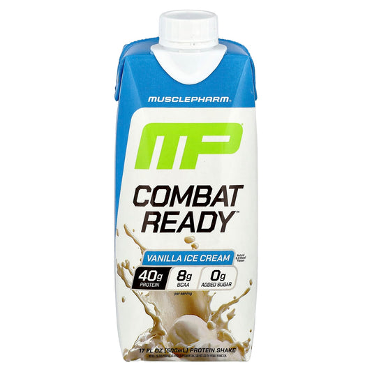 MusclePharm, Combat Ready™ Protein Shake, Vanilla Ice Cream, 17 fl oz (500 ml) - Image 1