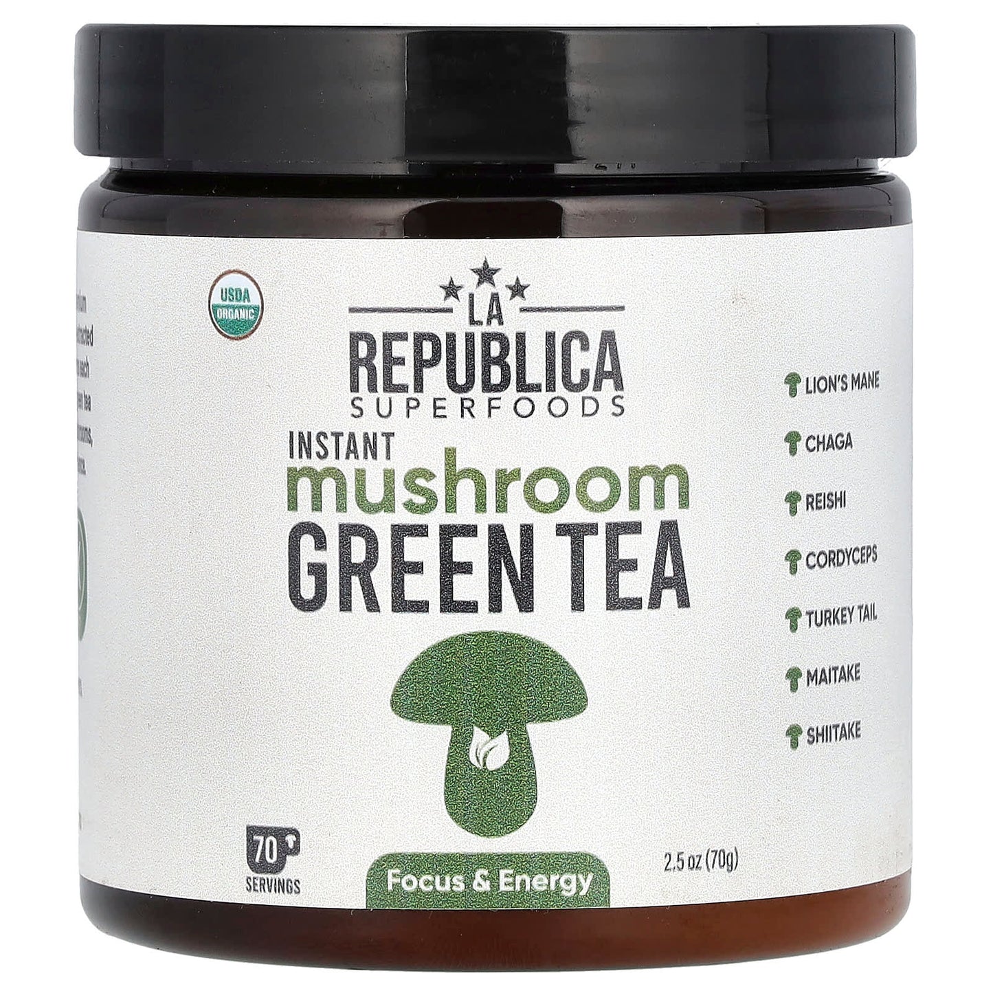 LA Republica, Instant Mushroom Green Tea, 2.5 oz (70 g) - Image 1