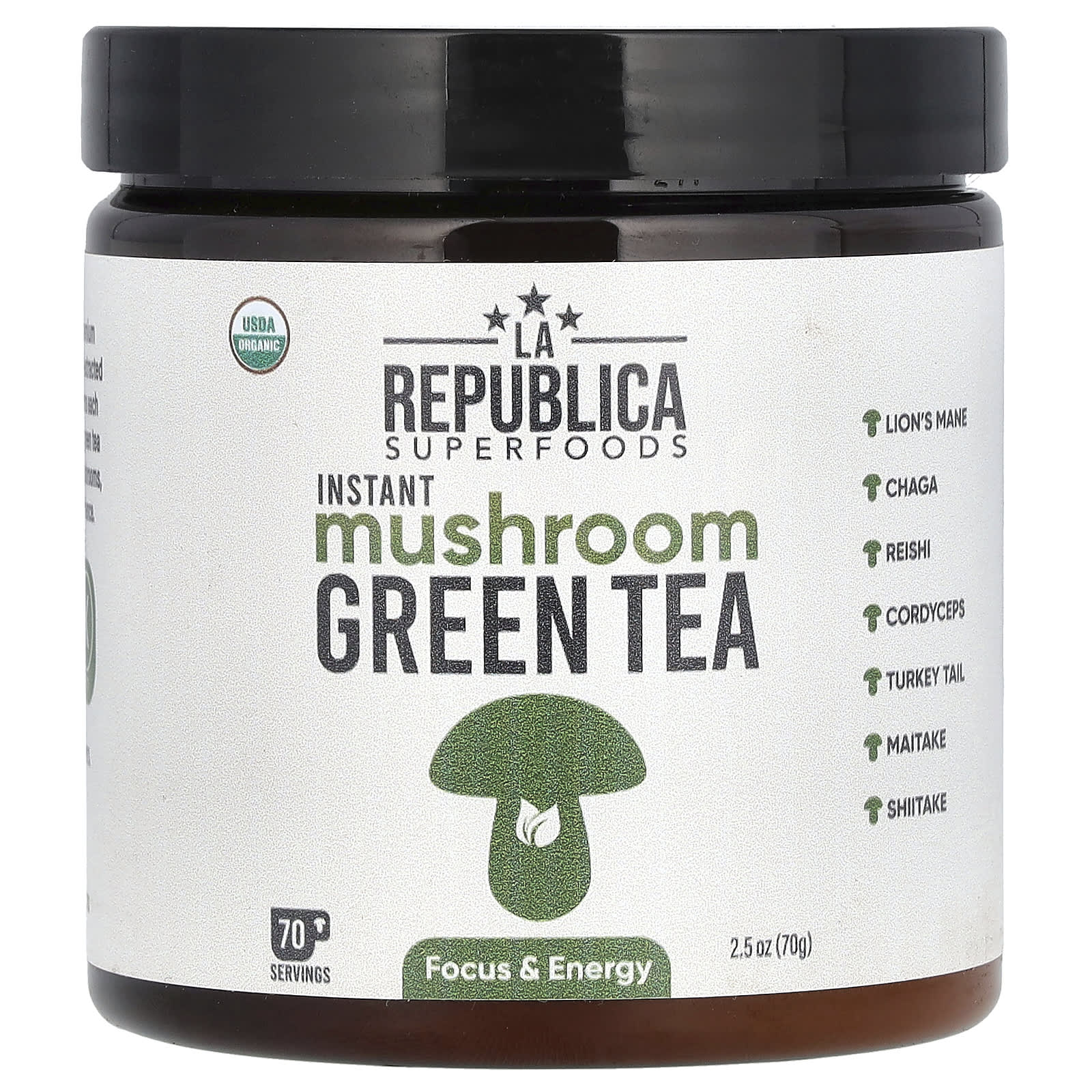 LA Republica, Instant Mushroom Green Tea, 2.5 oz (70 g) - Image 1