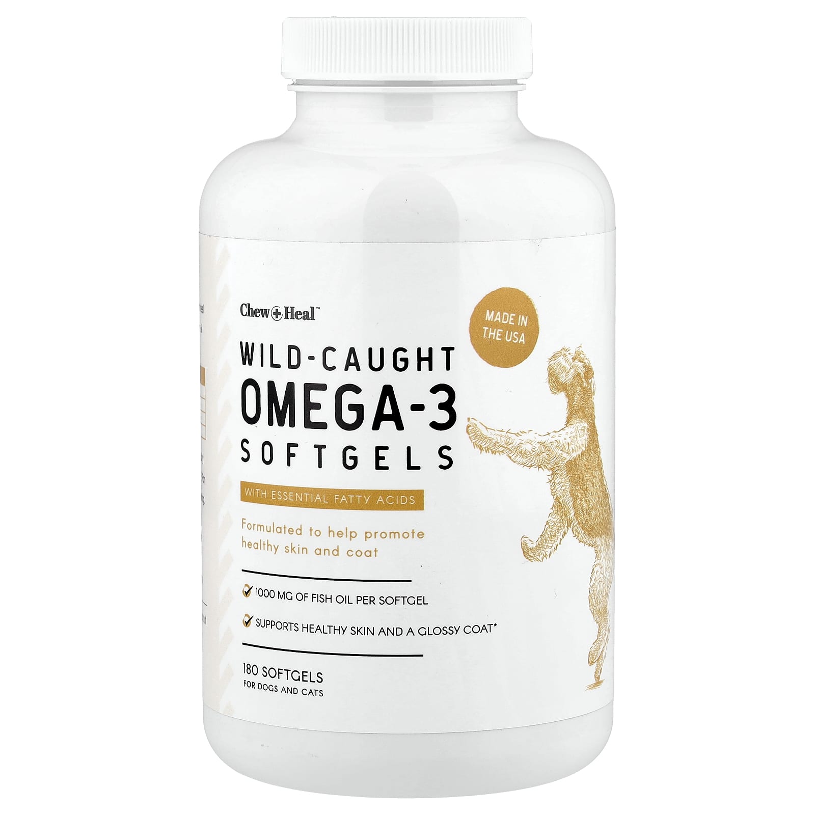 Wild-Caught Omega-3 for Dogs & Cats, 180 Softgels by Chew + Heal - Image 1