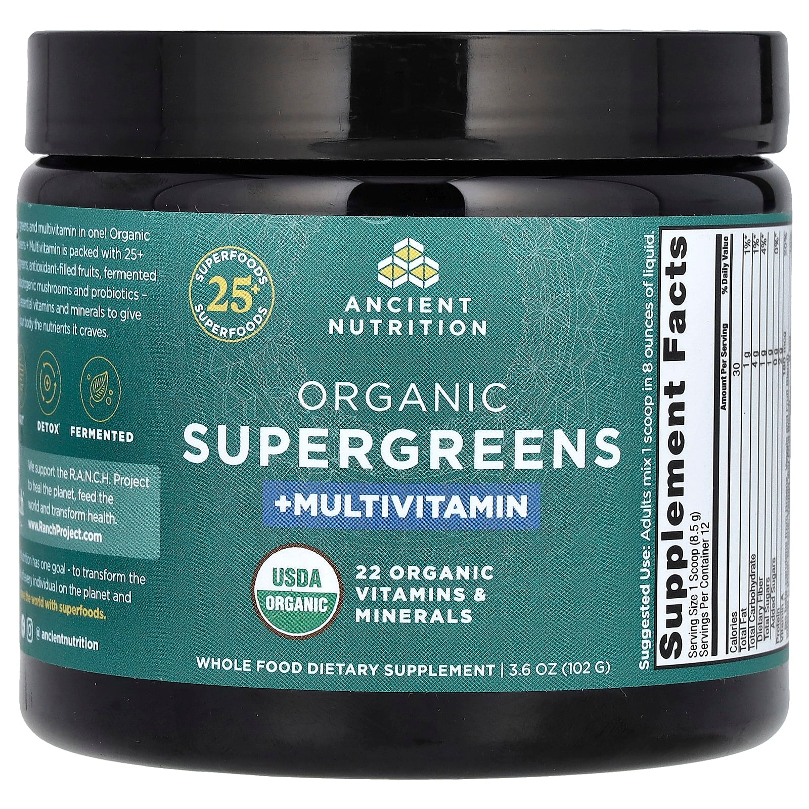 Ancient Nutrition Organic SuperGreens Multivitamin - 25+ Superfoods - Image 1