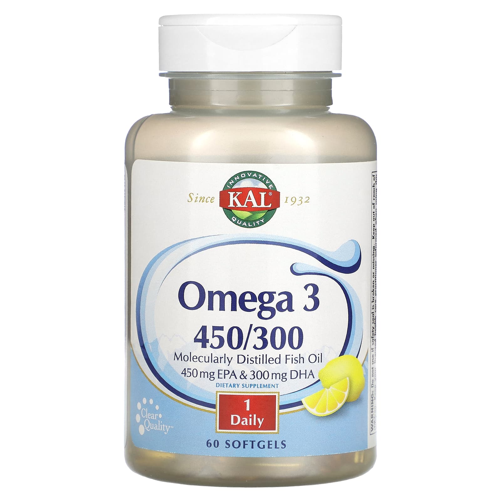KAL, Omega 3 450/300, 60 Softgels (1,280 mg Per Softgel)