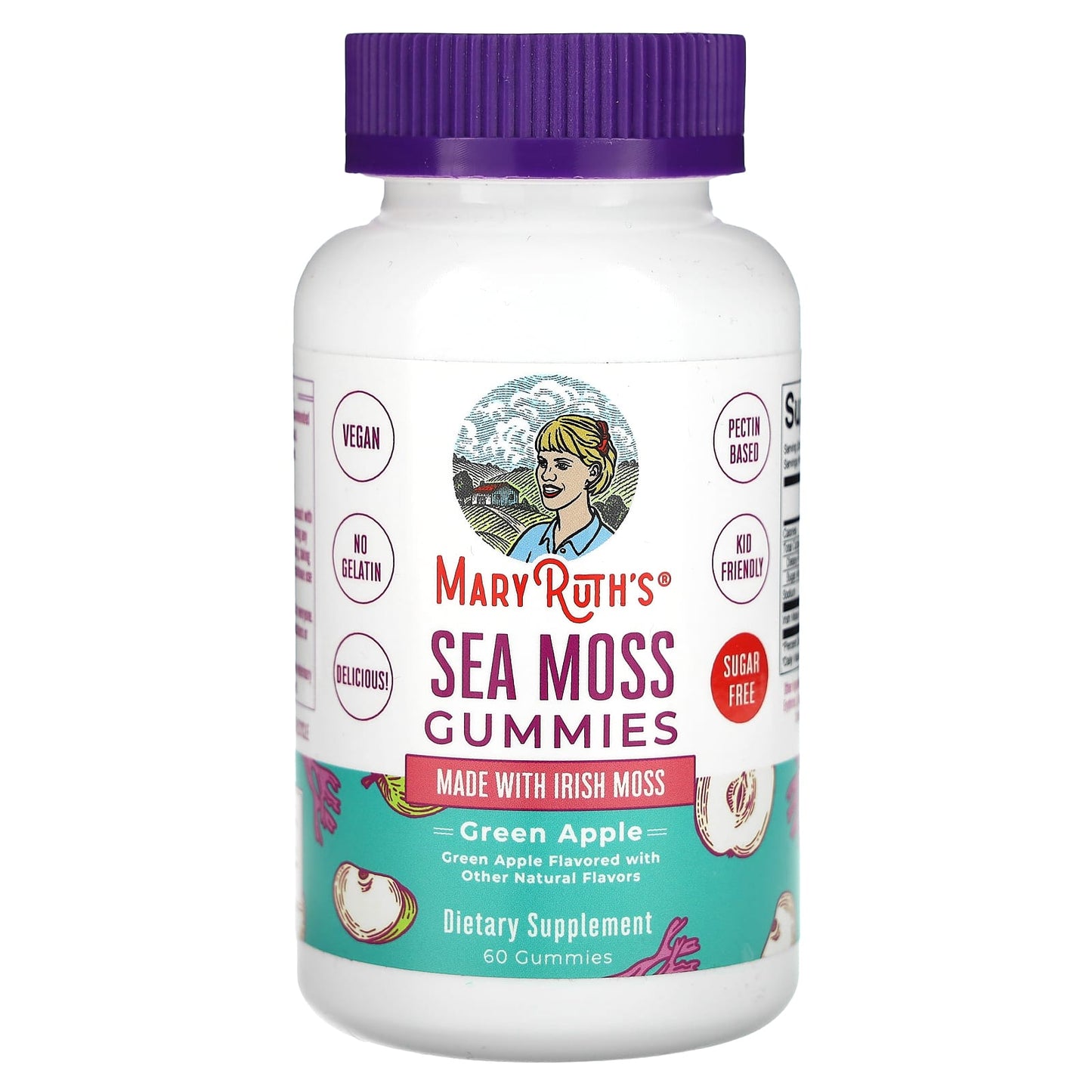 MaryRuth's, Sea Moss Gummies, Green Apple, 60 Gummies (25 mg per Gummy) - Image 1