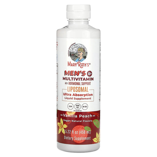 MaryRuth's, Men´s 40+ Multivitamin with Hormonal Support, Vanilla Peach, 15.22 fl oz (450 ml) - Image 1