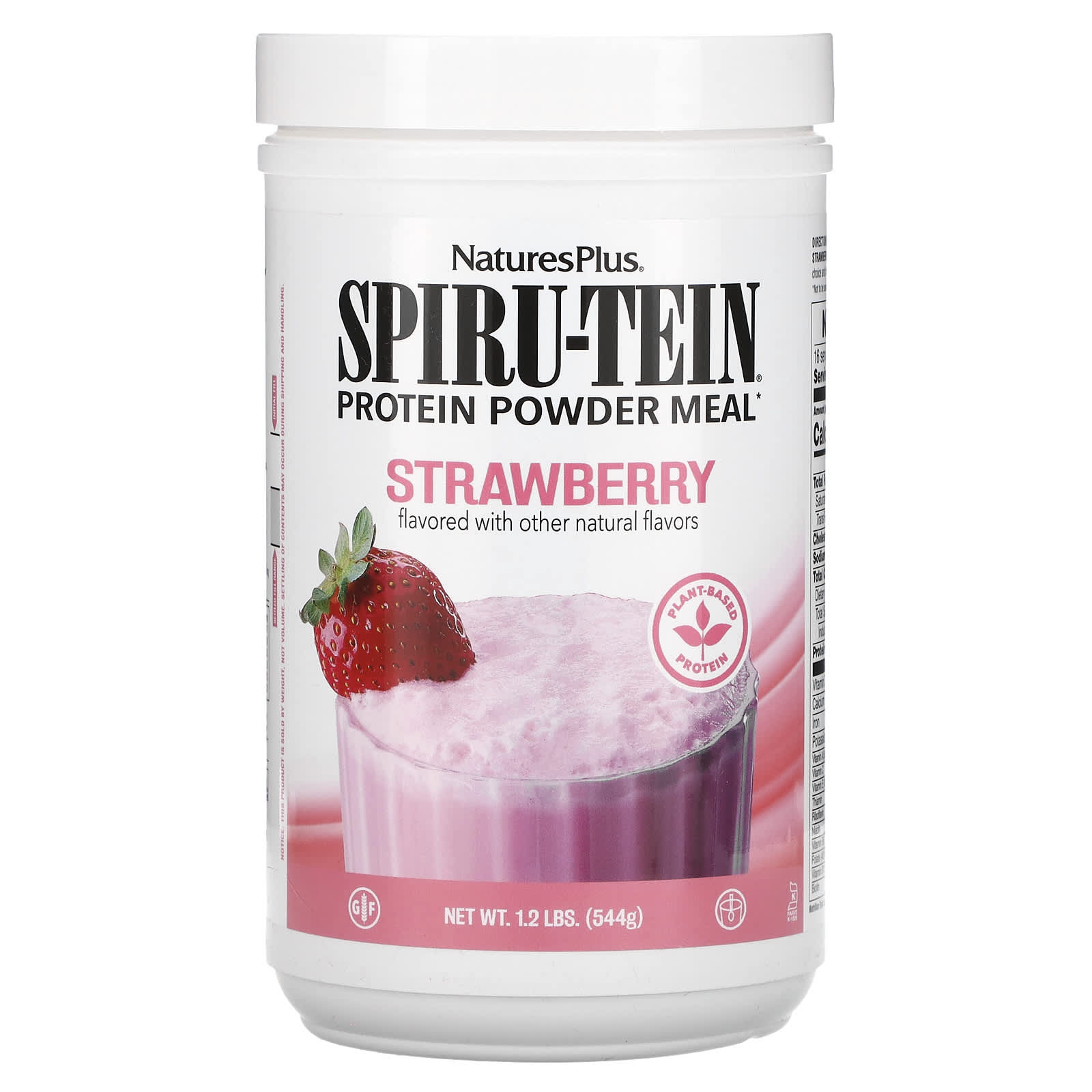 NaturesPlus, Spiru-Tein, Protein Powder Meal, Strawberry, 1.2 lbs (544 g) - Image 1