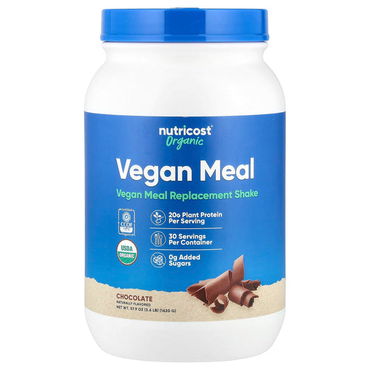Nutricost, Organic Vegan Meal, Chocolate, 3.6 lb (1,620 g) - Image 1