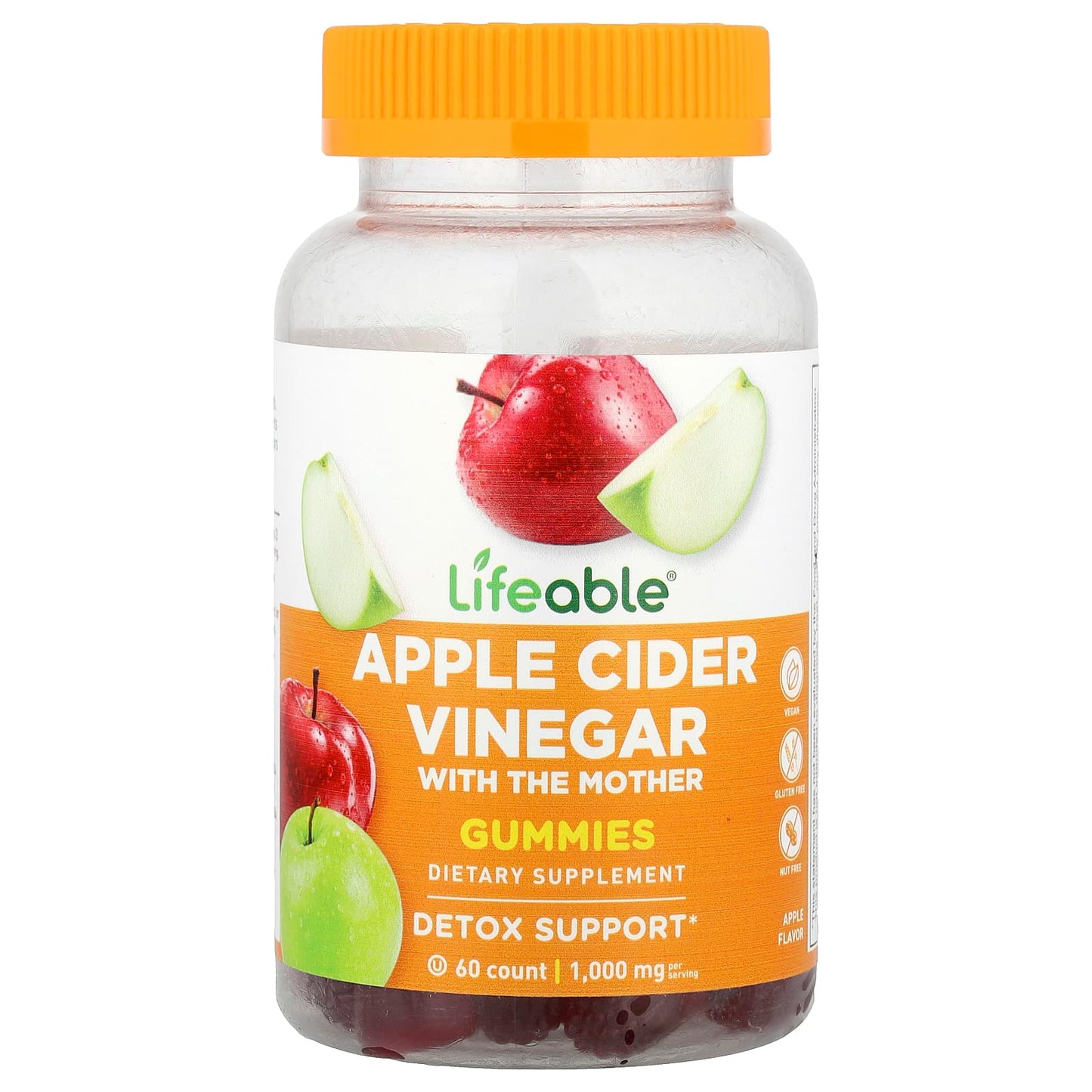 Lifeable, Apple Cider Vinegar Gummies, Apple , 60 Gummies - Image 1
