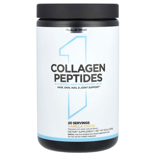Rule One Proteins, Collagen Peptides + Vitamin C and Hyaluronic Acid, Vanilla Creme, 8.11 oz (230 g) - Image 1