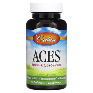 Carlson ACES Vitamins A C E + Selenium, 50 Soft Gels for Antioxidant Support