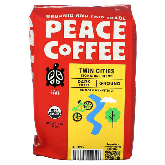 Peace Coffee, Organic Twin Cities, Ground, Dark Roast, 12 oz (340 g) - Image 1